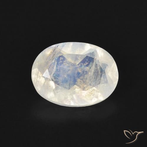 1.13ct Natural Branco azulado Pedra da Lua Arco-Íris, oval, Transparente