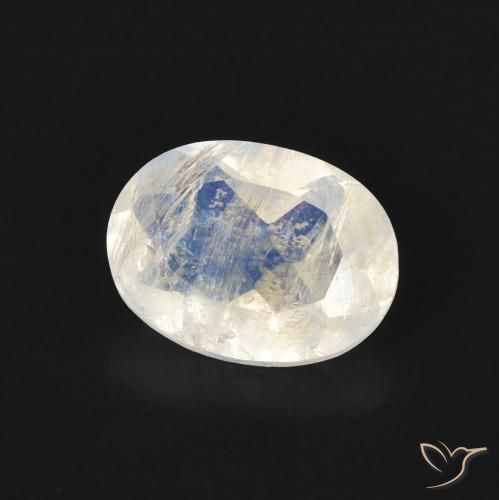 Pedra da Lua Arco-Íris Branco azulado Natural 1.13ct, oval, Transparente