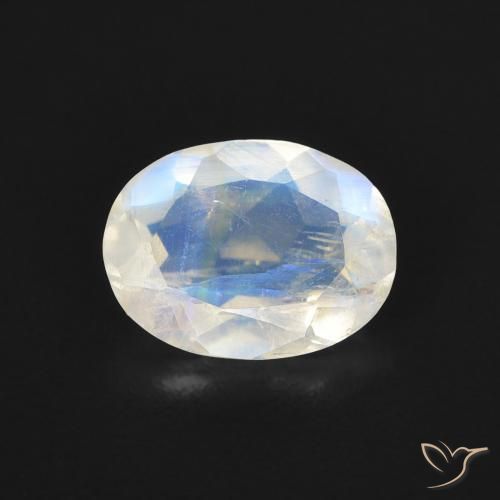 1.10ct Natural Branco azulado Pedra da Lua Arco-Íris, oval, Transparente