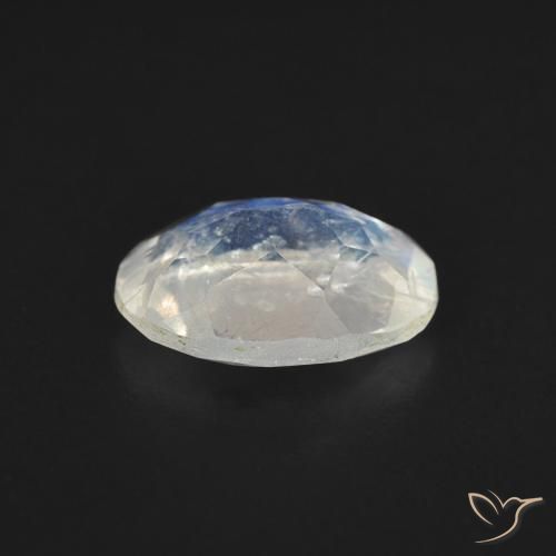 Pedra da Lua Arco-Íris Branco azulado Natural 1.10ct, oval, Transparente