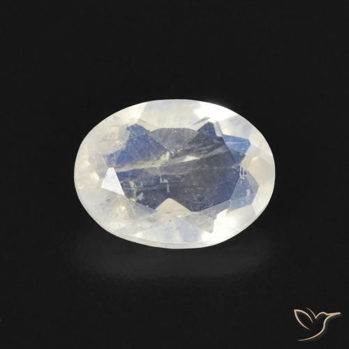 1.15ct Natural Branco azulado Pedra da Lua Arco-Íris, oval, Transparente