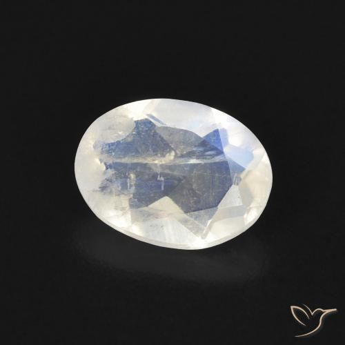 Pedra da Lua Arco-Íris Branco azulado Natural 1.15ct, oval, Transparente
