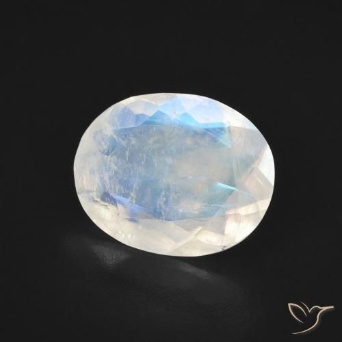 Pedra da Lua Arco-Íris Branco azulado Natural 2.57ct, oval, Transparente