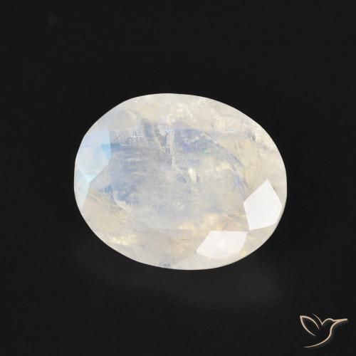 Pedra da Lua Arco-Íris Branco azulado Natural 3.00ct, oval, Transparente