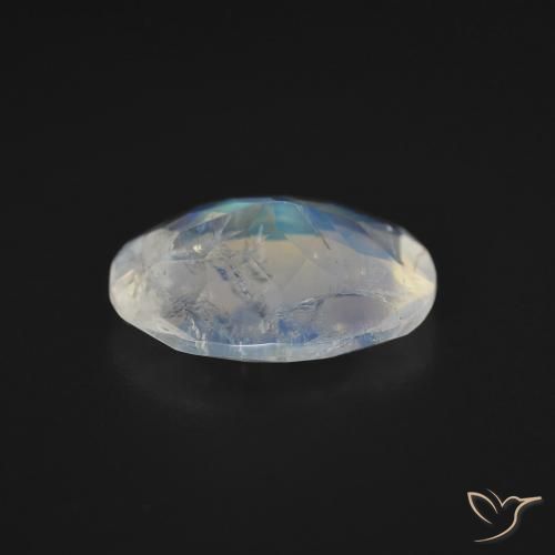 Pedra da lua arco-íris branco natural 2,54ct, corte oval, transparente