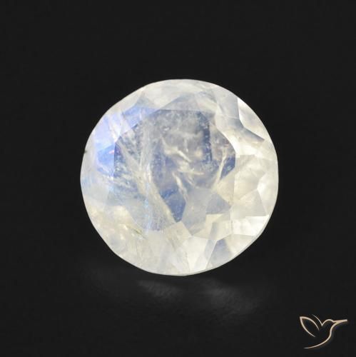 Pedra da Lua Arco-Íris Branco azulado Natural 1.47ct, Redondo, Transparente