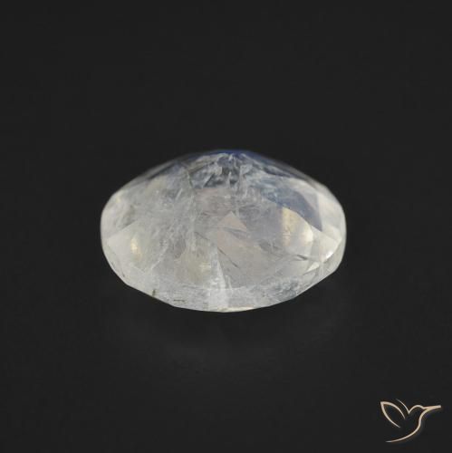 Pedra da Lua Arco-Íris Branco azulado Natural 1.47ct, Redondo, Transparente
