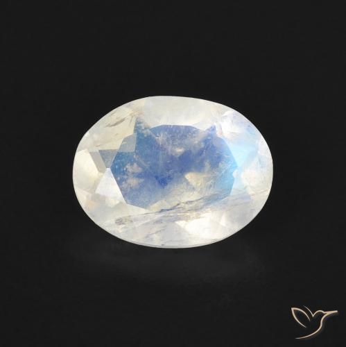 1.30ct Natural Branco azulado Pedra da Lua Arco-Íris, oval, Transparente