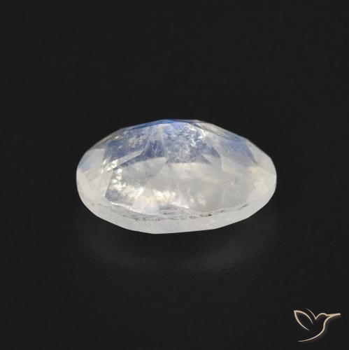 Pedra da Lua Arco-Íris Branco azulado Natural 1.30ct, oval, Transparente