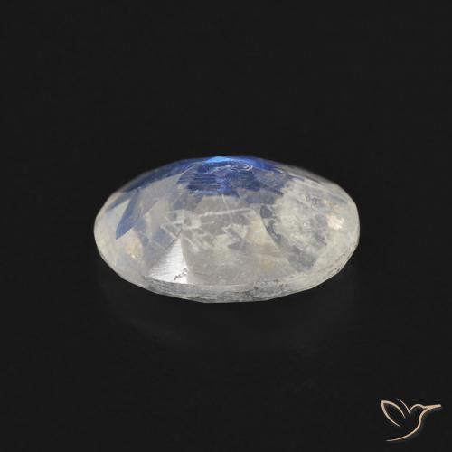 Pedra da Lua Arco-Íris Branco azulado Natural 1.38ct, oval, Transparente