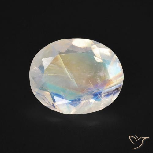 2.70ct Natural Branco azulado Pedra da Lua Arco-Íris, oval, Transparente