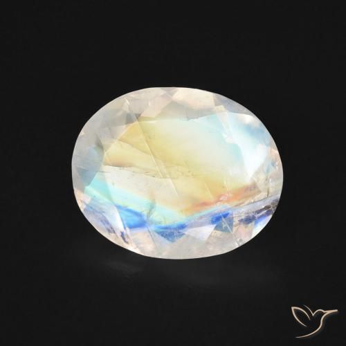 Pedra da Lua Arco-Íris Branco azulado Natural 2.70ct, oval, Transparente