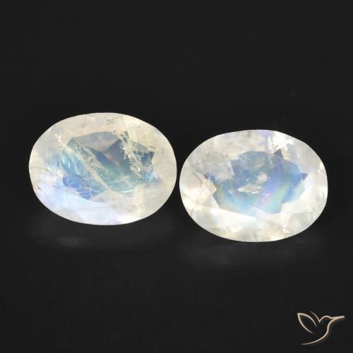 2.37ctw Natural Branco azulado Pedra da Lua Arco-Íris, oval, Transparente