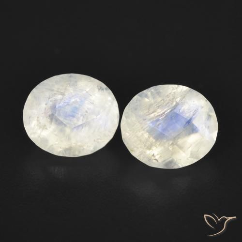 2.16ctw Natural Branco azulado Pedra da Lua Arco-Íris, oval, Transparente