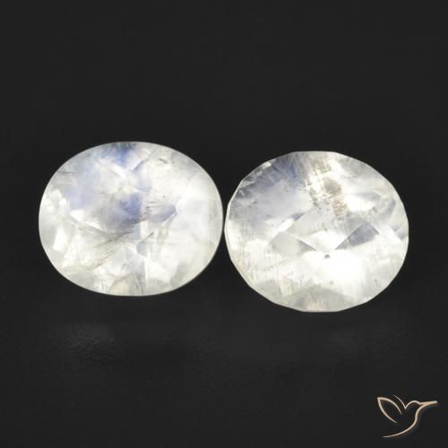 2.36ctw Natural Branco azulado Pedra da Lua Arco-Íris, oval, Transparente