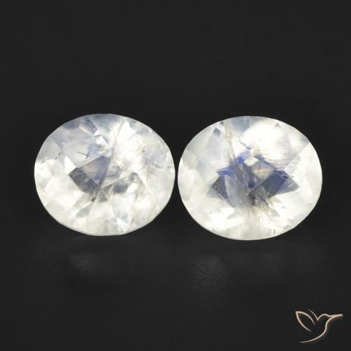2.38ctw Natural Branco azulado Pedra da Lua Arco-Íris, oval, Transparente
