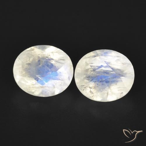 2.46ctw Natural Branco azulado Pedra da Lua Arco-Íris, oval, Transparente