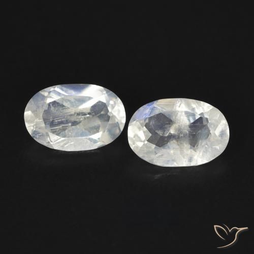0.80ctw Natural Branco azulado Pedra da Lua Arco-Íris, oval, Transparente