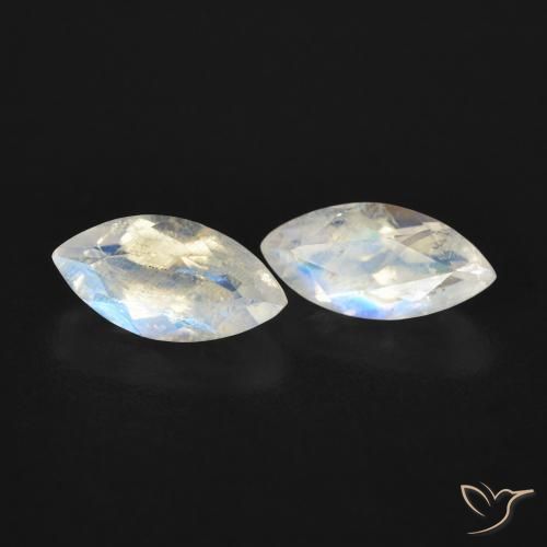 Pedras preciosas de Pedra da Lua Arco-Íris Branco azulado natural de 1.15 ct, Marquesa, Transparente