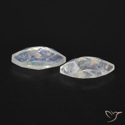 Pedras preciosas de Pedra da Lua Arco-Íris Branco azulado natural de 1.15 ct, Marquesa, Transparente