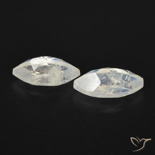 Pedras preciosas de Pedra da Lua Arco-Íris Branco azulado natural de 1.24 ct, Marquesa, Transparente