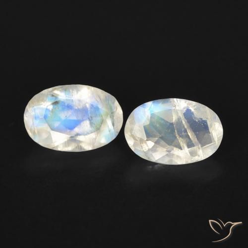 0.82ctw Natural Branco azulado Pedra da Lua Arco-Íris, Marquesa, Transparente