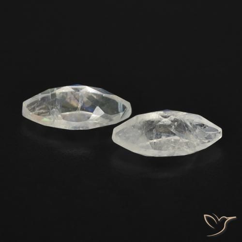 Pedras preciosas de Pedra da Lua Arco-Íris Branco azulado natural de 1.08 ct, Marquesa, Transparente