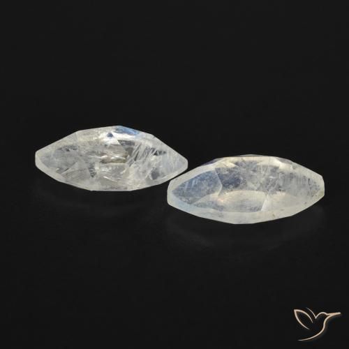 Pedras preciosas de Pedra da Lua Arco-Íris Branco azulado natural de 1.20 ct, Marquesa, Transparente