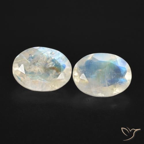 2.41ctw Natural Branco azulado Pedra da Lua Arco-Íris, oval, Transparente
