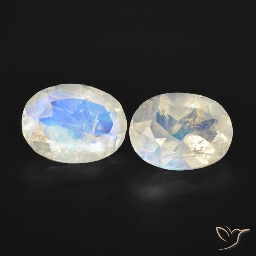 2.39ctw Natural Branco azulado Pedra da Lua Arco-Íris, oval, Transparente