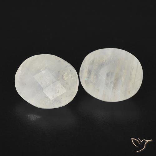 2.11ctw Natural Branco azulado Pedra da Lua Arco-Íris, oval, Transparente