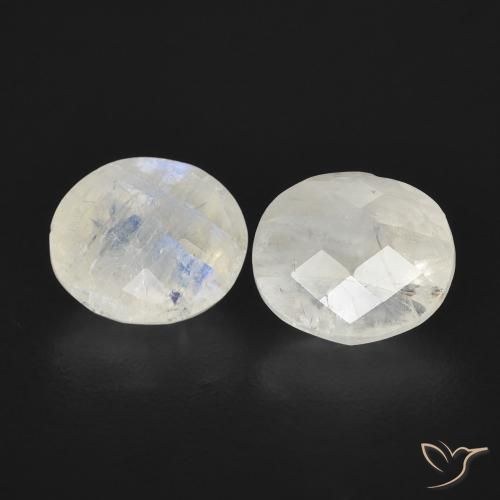 2.08ctw Natural Branco azulado Pedra da Lua Arco-Íris, oval, Transparente