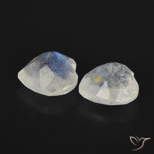 Pedras preciosas de Pedra da Lua Arco-Íris Branco azulado natural de 1.33 ct, Coração, Transparente