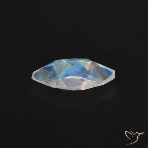 Pedra da Lua Arco-Íris Branco azulado Natural 0.48ct, Marquesa, Transparente