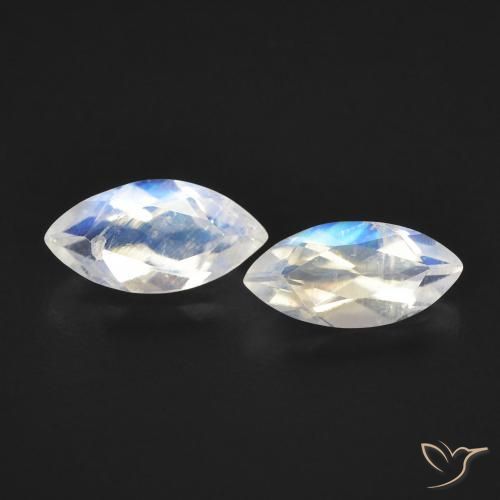 1.04ctw Natural Branco azulado Pedra da Lua Arco-Íris, Marquesa, Transparente