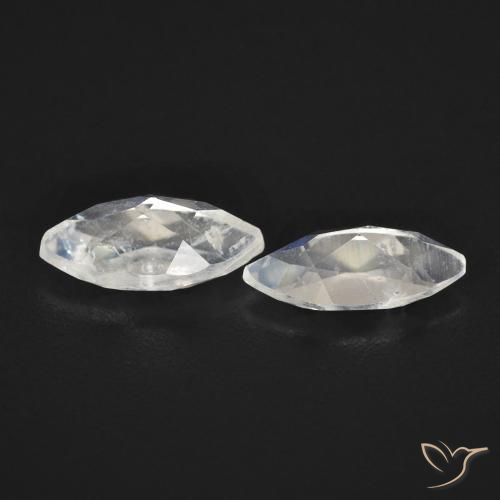 Pedras preciosas de Pedra da Lua Arco-Íris Branco azulado natural de 1.04 ct, Marquesa, Transparente