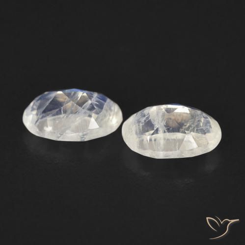 Pedras preciosas de Pedra da Lua Arco-Íris Branco azulado natural de 0.87 ct, oval, Transparente