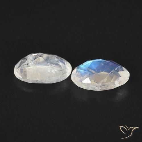 Pedras preciosas de Pedra da Lua Arco-Íris Branco azulado natural de 0.81 ct, oval, Transparente