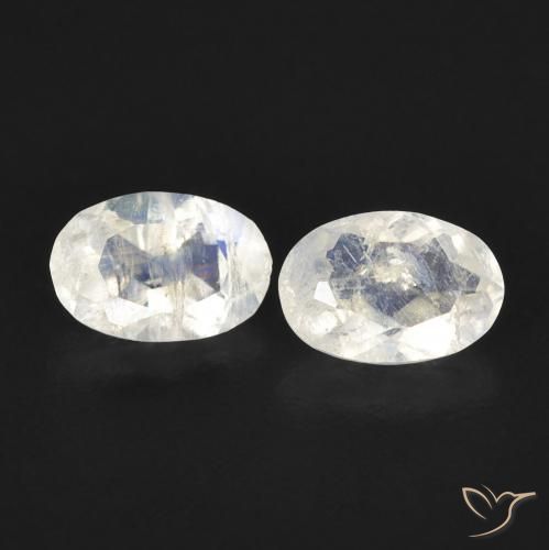 0.82ctw Natural Branco azulado Pedra da Lua Arco-Íris, oval, Transparente