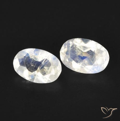 Pedras preciosas de Pedra da Lua Arco-Íris Branco azulado natural de 0.84 ct, oval, Transparente