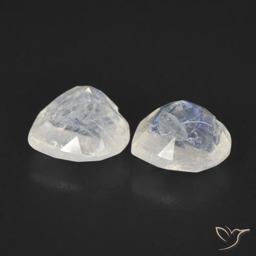 Pedras preciosas de Pedra da Lua Arco-Íris Branco azulado natural de 1.29 ct, Coração, Transparente