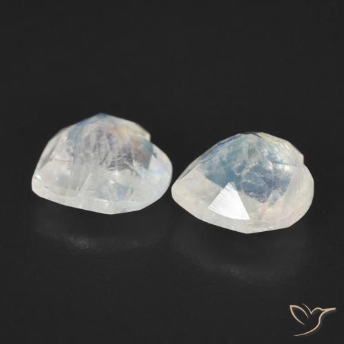 Pedras preciosas de Pedra da Lua Arco-Íris Branco azulado natural de 1.31 ct, Coração, Transparente