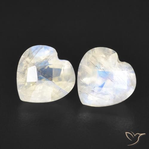 1.48ctw Natural Branco azulado Pedra da Lua Arco-Íris, Coração, Transparente