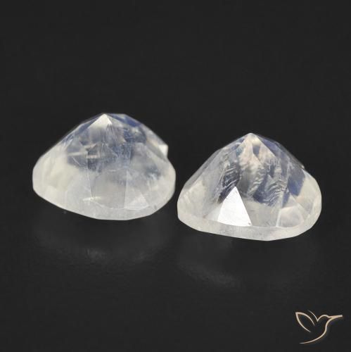 Pedras preciosas de Pedra da Lua Arco-Íris Branco azulado natural de 1.48 ct, Coração, Transparente
