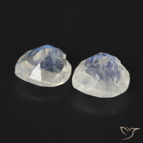 Pedras preciosas de Pedra da Lua Arco-Íris Branco azulado natural de 1.40 ct, Coração, Transparente