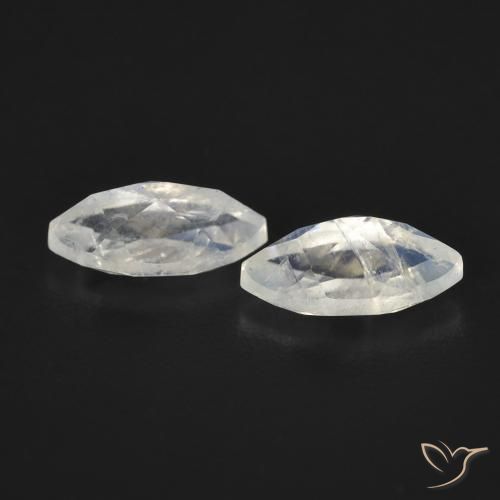 Pedras preciosas de Pedra da Lua Arco-Íris Branco azulado natural de 1.20 ct, Marquesa, Transparente