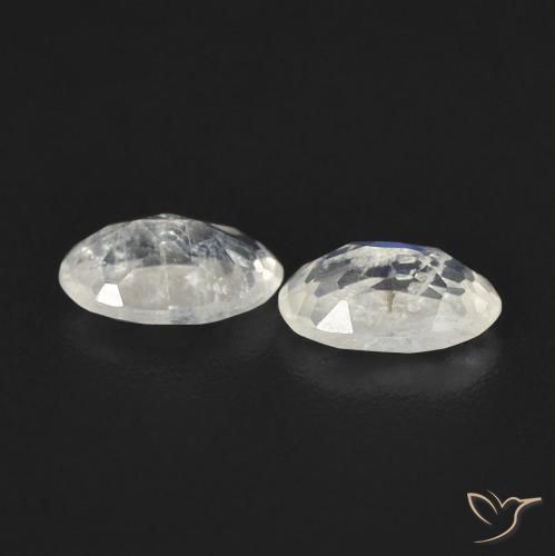 Pedras preciosas de Pedra da Lua Arco-Íris Branco azulado natural de 0.73 ct, oval, Transparente