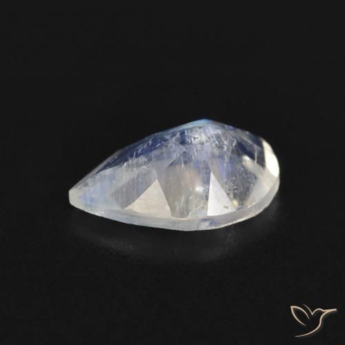 Pedra da lua arco-íris branco natural 0,66ct, formato de pêra, transparente