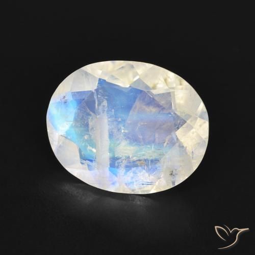 Pedra da Lua Arco-Íris Branco azulado Natural 2.58ct, oval, Transparente