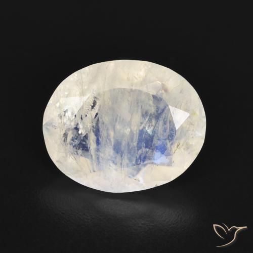 2.77ct Natural Branco azulado Pedra da Lua Arco-Íris, oval, Transparente